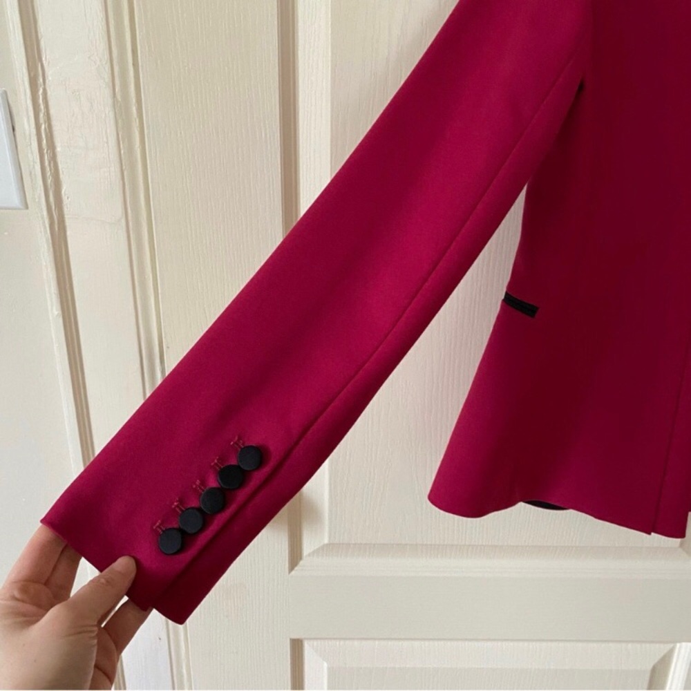 $650 Veronica Beard Keaton Shawl Lapel Tuxedo Fuchsia Pink Wool Jacket Blazer 0 - Picture 7 of 14